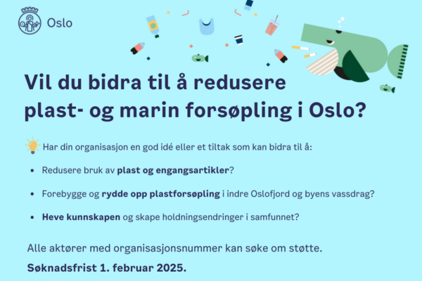 Oslo kommune åpner for søknader til støtte til prosjekter mot plastforsøpling